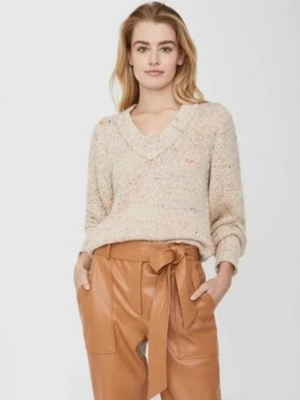 Brochu Walker Andrain Saffron Multicolor V-Neck Knit Sweater Small